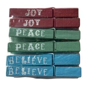 Clothes Pins Craft Supply Joy Peace Believe Christmas Holiday Gift Office